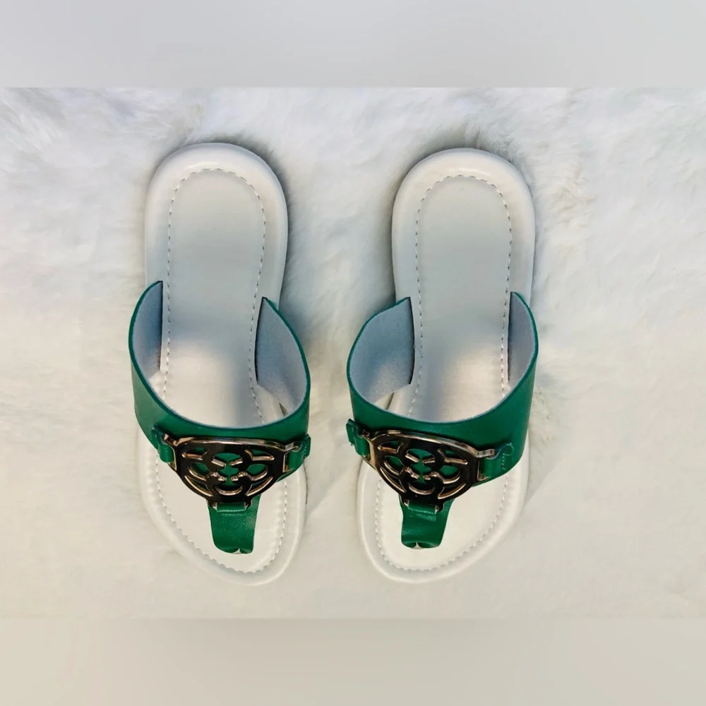Trendy Gorgeous Metallic Buckle Flip Flops-Lightweight Soft Sole Casual Wear - Picture 4 of 7